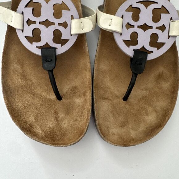 TORY BURCH Miller Cloud Thong Sandal Ivory White Leather Cork Footbed Size 12 - Picture 4 of 9